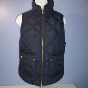 J Crew Vest Blue Goose Down Feather Puffer Jacket Full Zip Quilted XXS